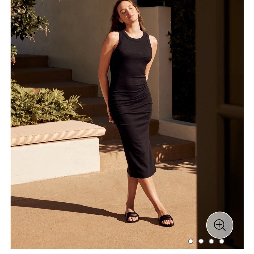 NEW NWOT Michael Stars Black Wren Ribbed Midi Tank Dress with Side Slit Small